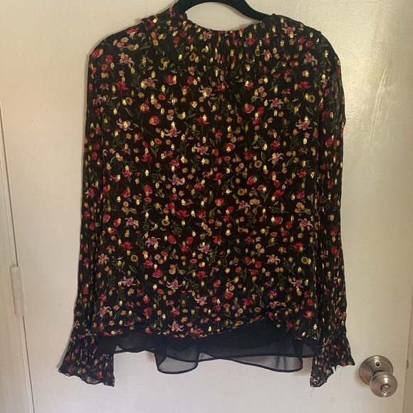 J crew floral long sleeve blouse with gold metallics accents - Picture 7 of 7